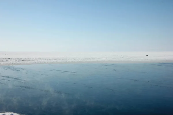the Siberian Angara river in winter.