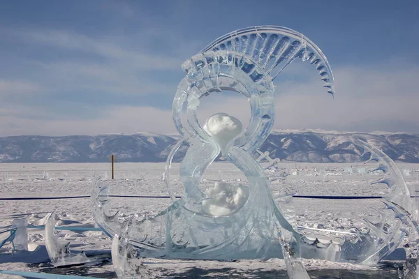 Ice Carving with a chisel. Ice sculptures