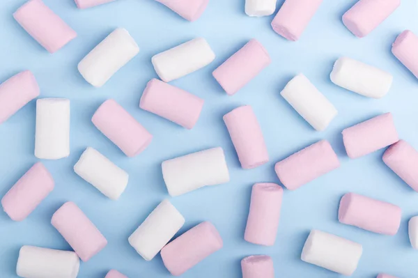 Bunch White Pink Marshmallow Pastel Light Background Colorful Unhealthy Sweets — Stock Photo, Image