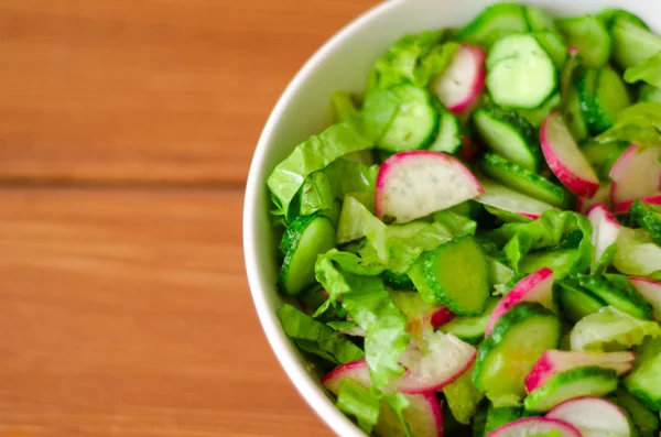 Ensalada de rábano con pepino y hierbas aceite de oliva — Foto de Stock