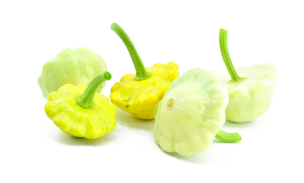 Calabazas Pattypan Patty Pan Aisladas Sobre Fondo Blanco Concepto Comida — Foto de Stock