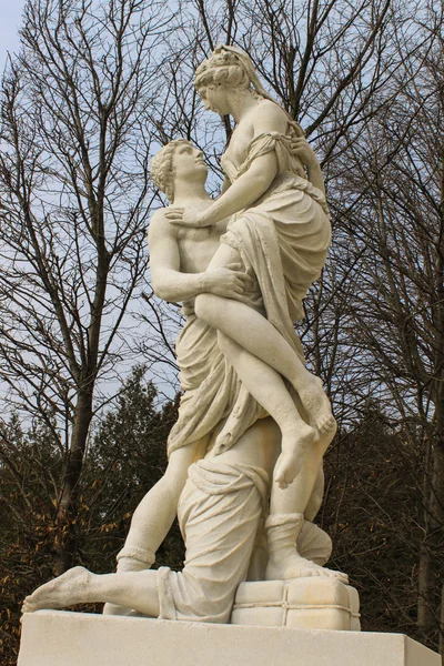 Estatua 'Secuestro de Helen' y jardín desnudo . —  Fotos de Stock