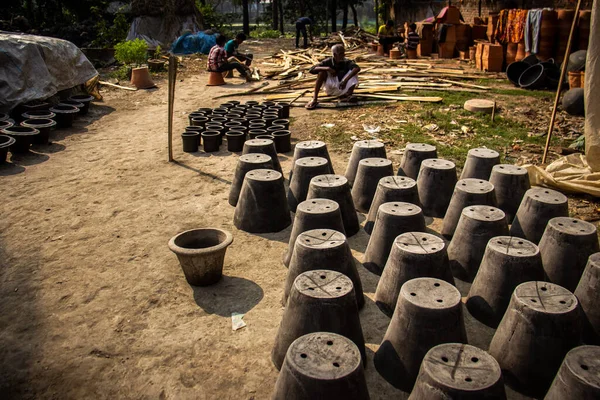 Pottery Drying Sunlight Image Captured January 2028 Dhamrai Bangladesh South — Foto Stock