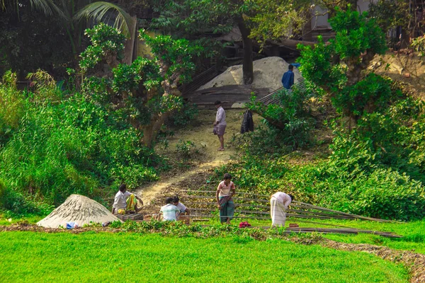 Farmer Working Field Image Has Been Captured January 2018 Dhamrai — Foto Stock