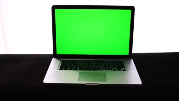 Laptop grüner Bildschirm — Stockvideo