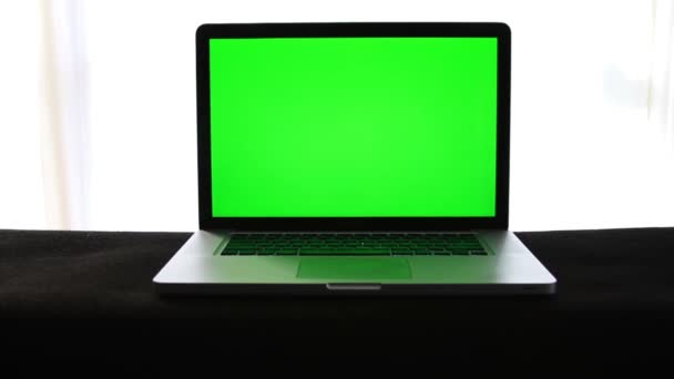 Laptop zelená obrazovka — Stock video