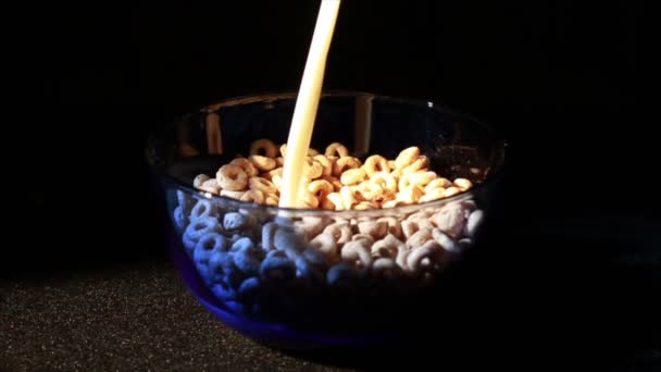 Cereal in bowl. — Stock Video