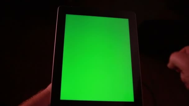 绿色屏幕平板电脑 — 图库视频影像