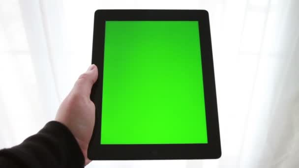 Tablet With Green Screen — Stock Video