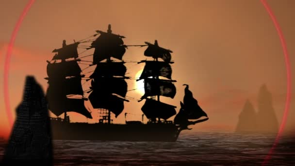 Barca a vela pirata o coloniale — Video Stock