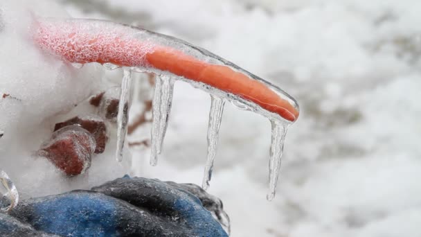 小雪人，冰风暴, — 图库视频影像