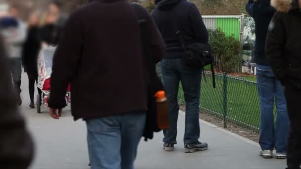 People Walking by Eiffel Tower — Stock Video