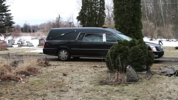 Veículo funerário no cemitério — Vídeo de Stock