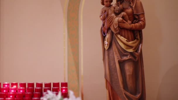 Mary Mother Jesus heykel — Stok video
