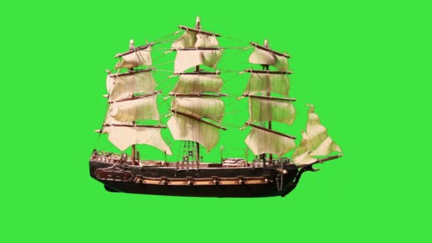 Pirátská plachetnice s zelená obrazovka.