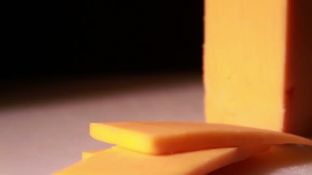 Cheddar Cheese being Cut — Stock Video
