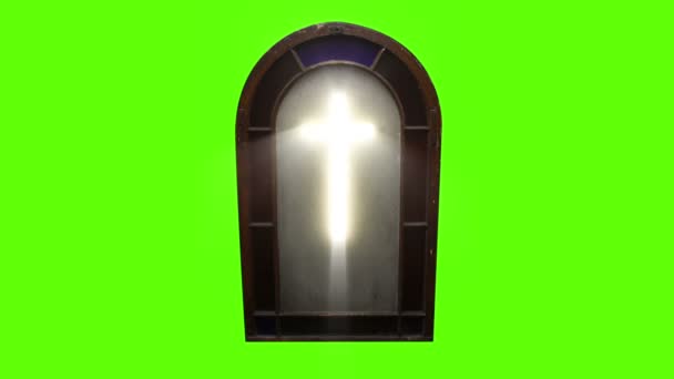 Church Stain Glass Cross — Stock Video