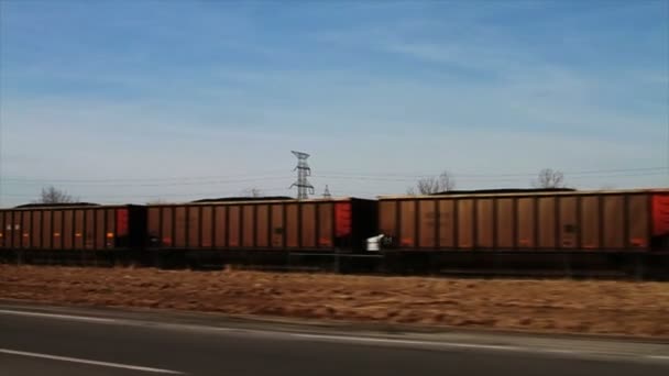 Driving along Train — Stock Video