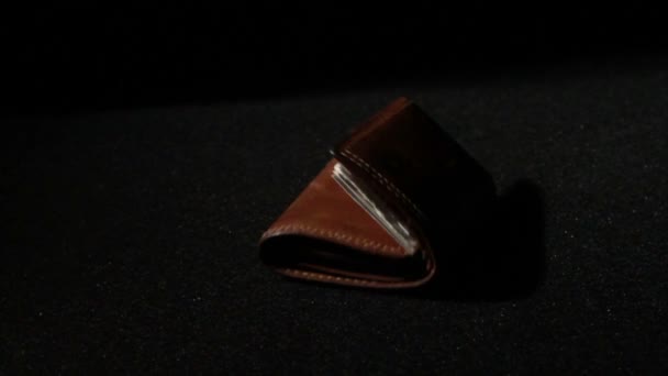 Läder plånbok utan pengar — Stockvideo