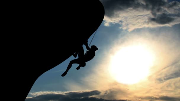 Rock Climber Silhouette — Stock Video