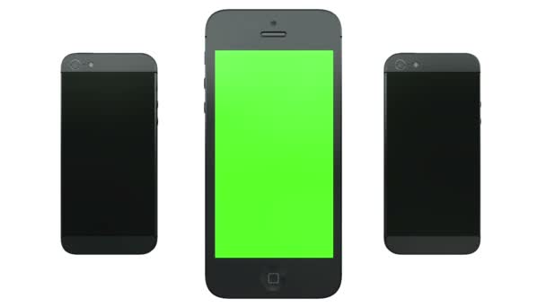 Slimme telefoons animatie met groene schermen — Stockvideo