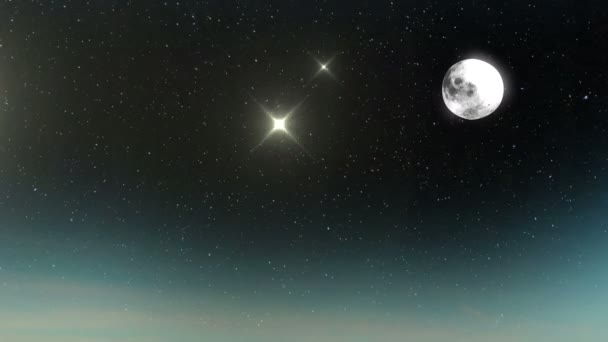 Noche estrellada con luna — Vídeo de stock