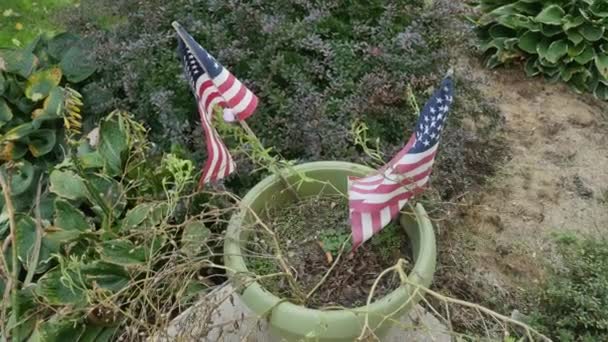 Bandera Americana Soplando — Vídeos de Stock