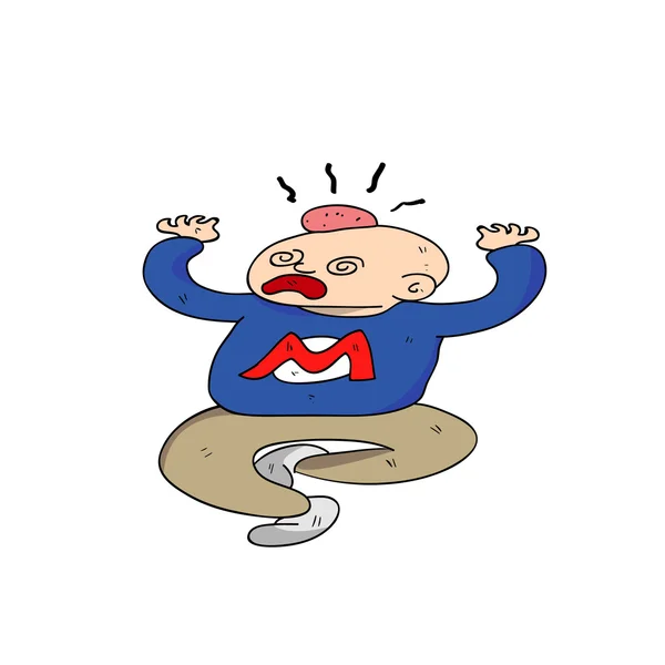 Niño de dibujos animados en el dolor con bulto en la cabeza — Vector de stock