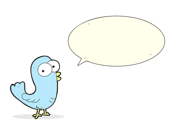 Dessin animé oiseau bleu mignon avec bulle de parole — Image vectorielle