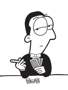 çizgi film erkek kumarbaz Poker ve duman puro oynarken