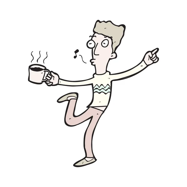 Karikatura člověka s šálkem kávy — Stockový vektor