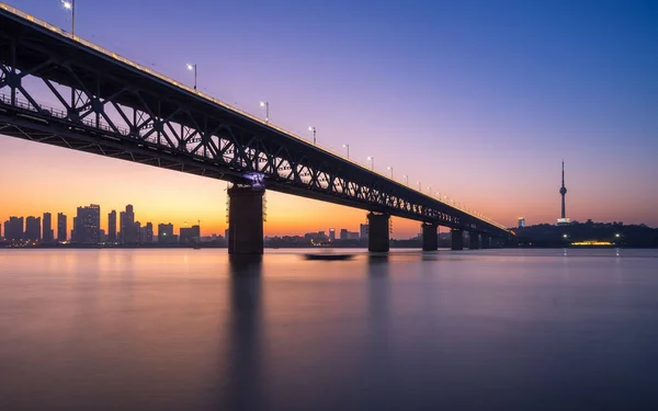 Wuhan Puente Del Río Yangtze Provincia Hubei China Primer Puente — Foto de Stock