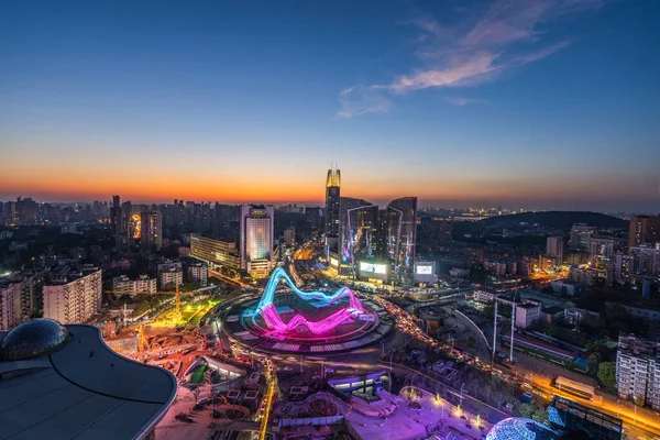 Paisaje Urbano Optics Valley Wuhan Wuhan Ciudad Por Noche Horizonte — Foto de Stock