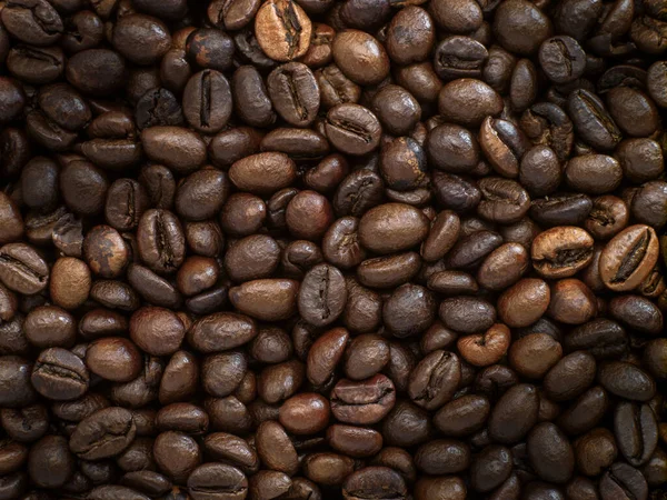 Dark Roasted Robusta Arabica Coffee Beans Background Picture Top View — Stock Photo, Image