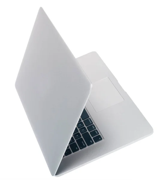 Laptop Open Bovenkant Zijaanzicht Geïsoleerde Witte Achtergrond — Stockfoto