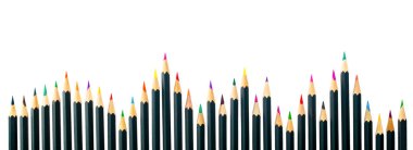 İzole edilmiş beyaz arkaplan görünümünde bir diyagram şeklinde çizmek için renkli kalemler