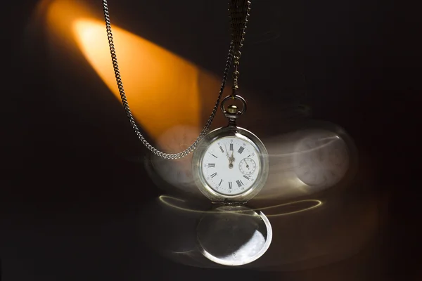 Antique silver pocket watch on a chain — Stock Photo, Image