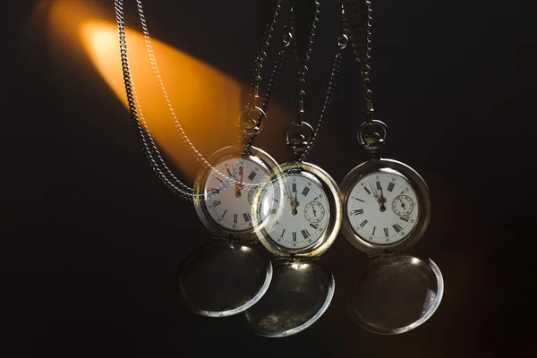 Antique silver pocket watch on a chain — Stock Photo, Image