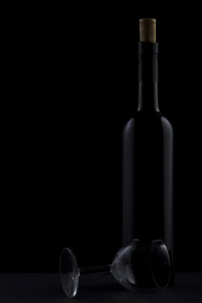 Pohár bort, parafa és üveg bor — Stock Fotó