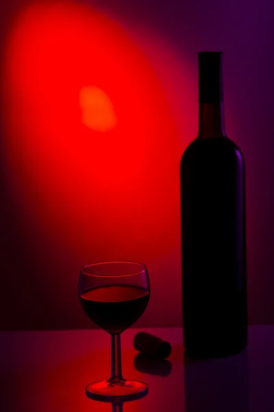 Sklenice vína, korku a láhev vína — Stock fotografie