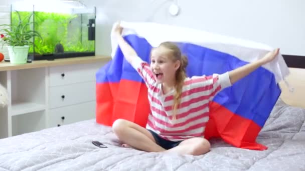 Sportfan, Patriot, Sieg. Russland Meister. — Stockvideo