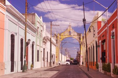 Colorful street in Merida, Yucatan, Mexico clipart
