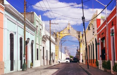 Colorful street in Merida, Yucatan, Mexico  clipart