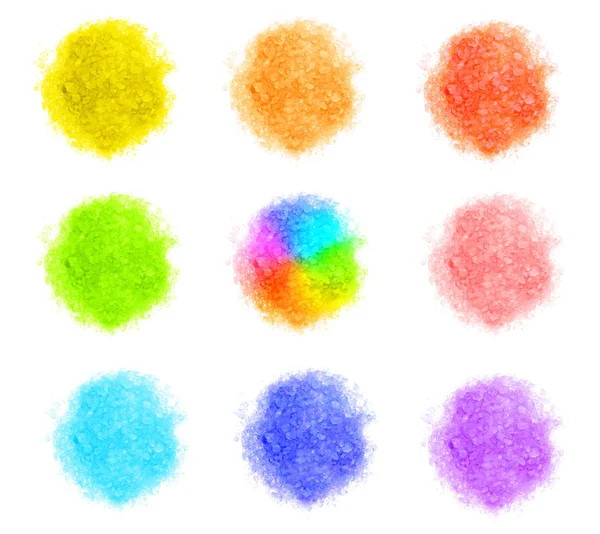 Spa Bad zout verschillende kleuren geïsoleerd — Stockfoto