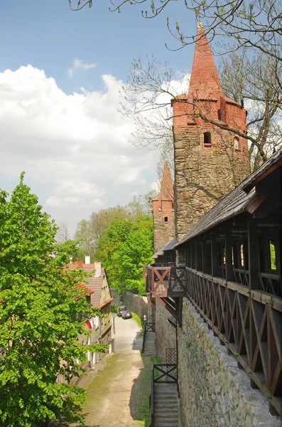 Murallas de la ciudad de Paczkow ciudad silesia, Polonia — Foto de Stock