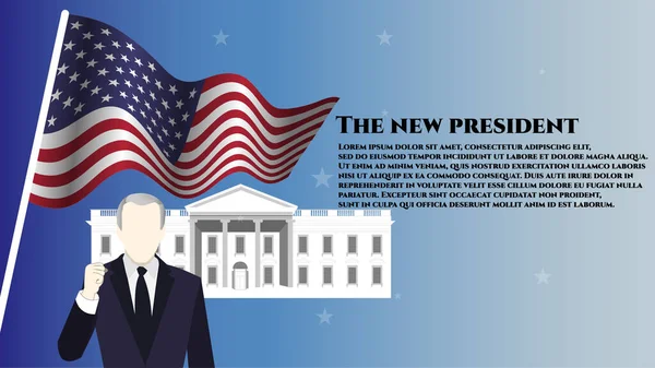 Illustration Banner Hintergrund Der Neue Präsident — Stockvektor