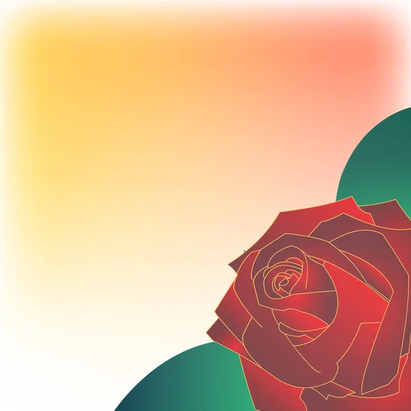 Red Rose Vector Drawing Gradient Light — Stock Vector