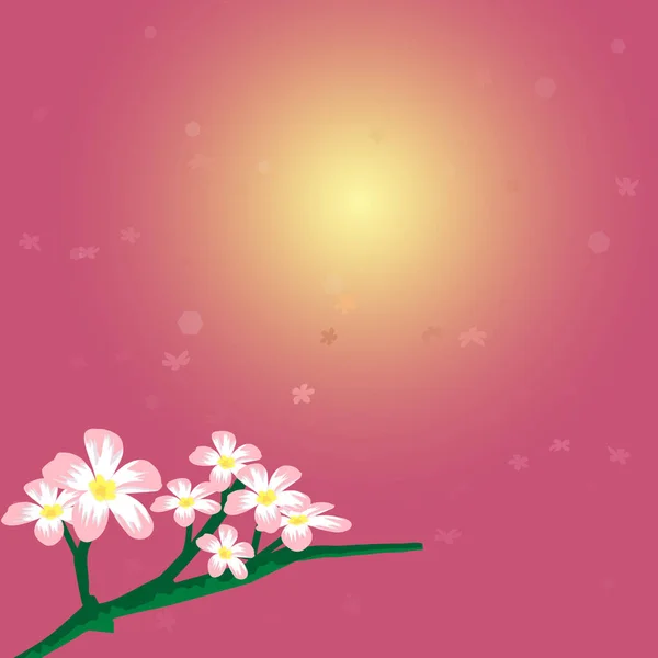 Virágok Naplemente Rózsaszín — Stock Vector