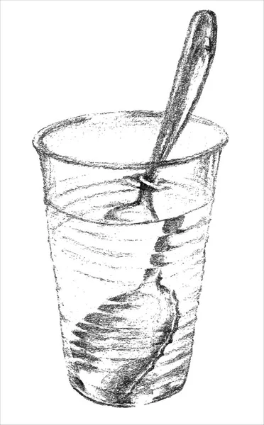 Cuchara Vaso Con Agua Ilustración Vectorial — Vector de stock