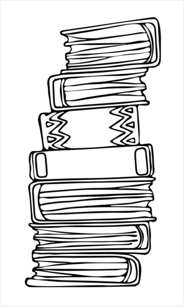 Stack Different Books White Background Vector Illustration — 스톡 벡터